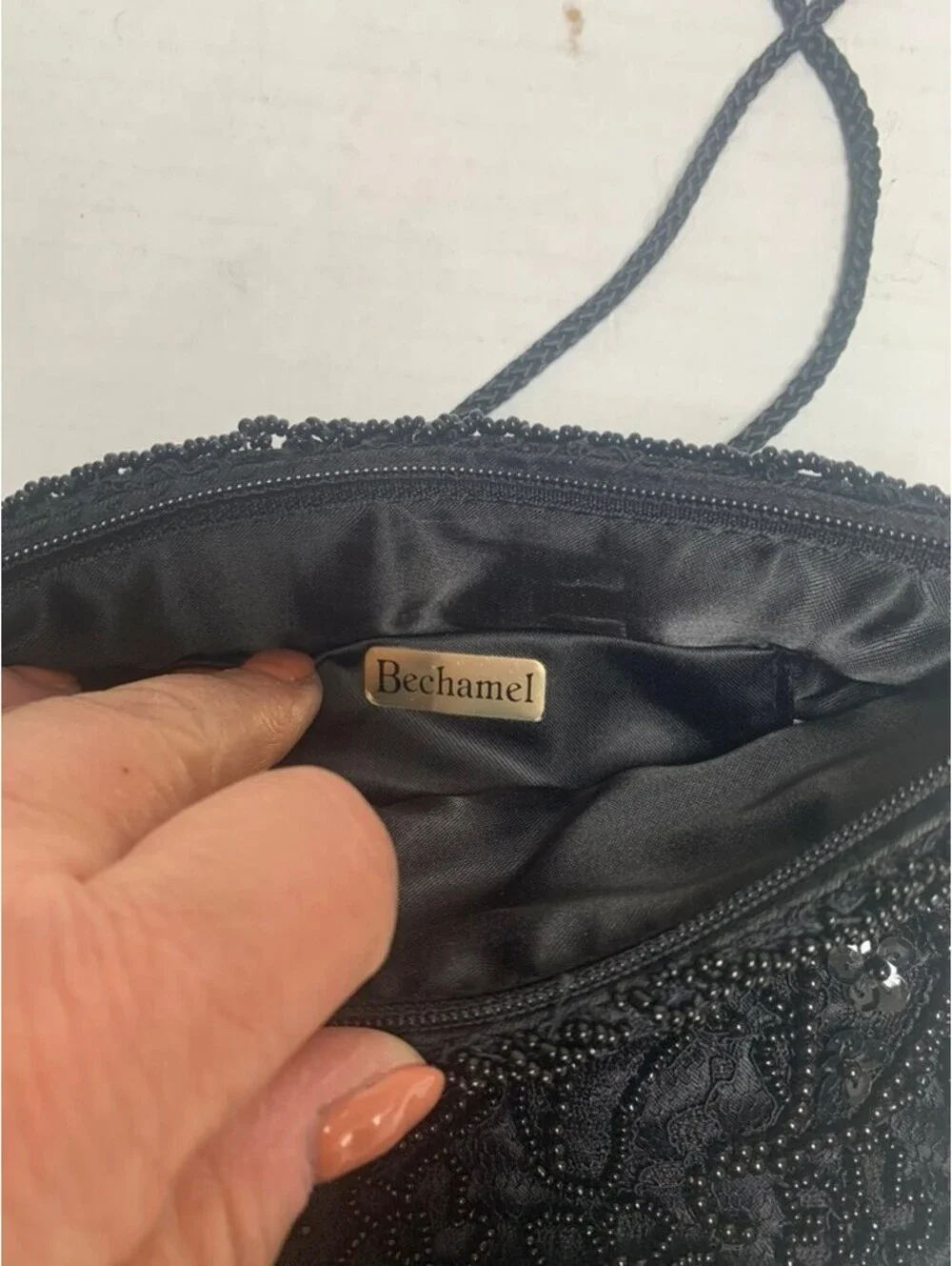Vintage Bechamel  Black Beaded Evening Bag